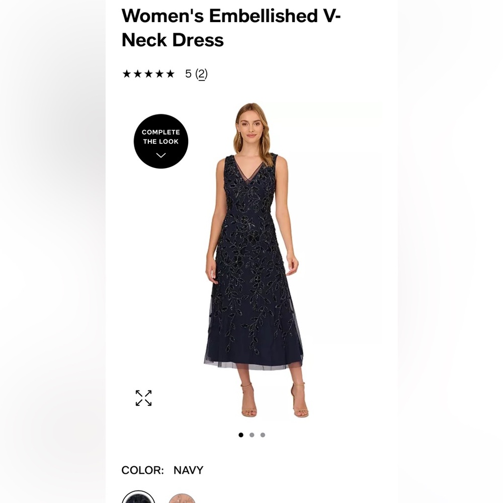 Adrianna Pappell Blue Navy Embellished Dress